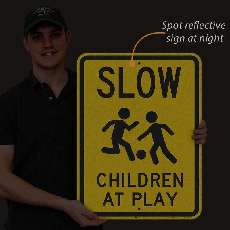 SmartSign "Slow - Children At Play" Sign | 18" x 24" 3M Engineer Grade Reflective Aluminum - Image 2